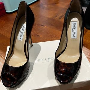 Jimmy Choo Tortoise Print Platform Heels